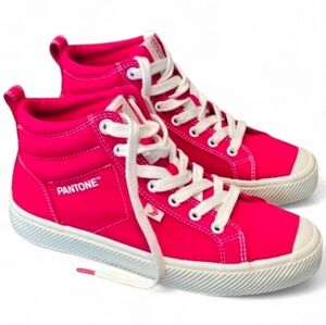 Pantone Carium Canvas Sneakers High Top Red Shoes Size 7‎